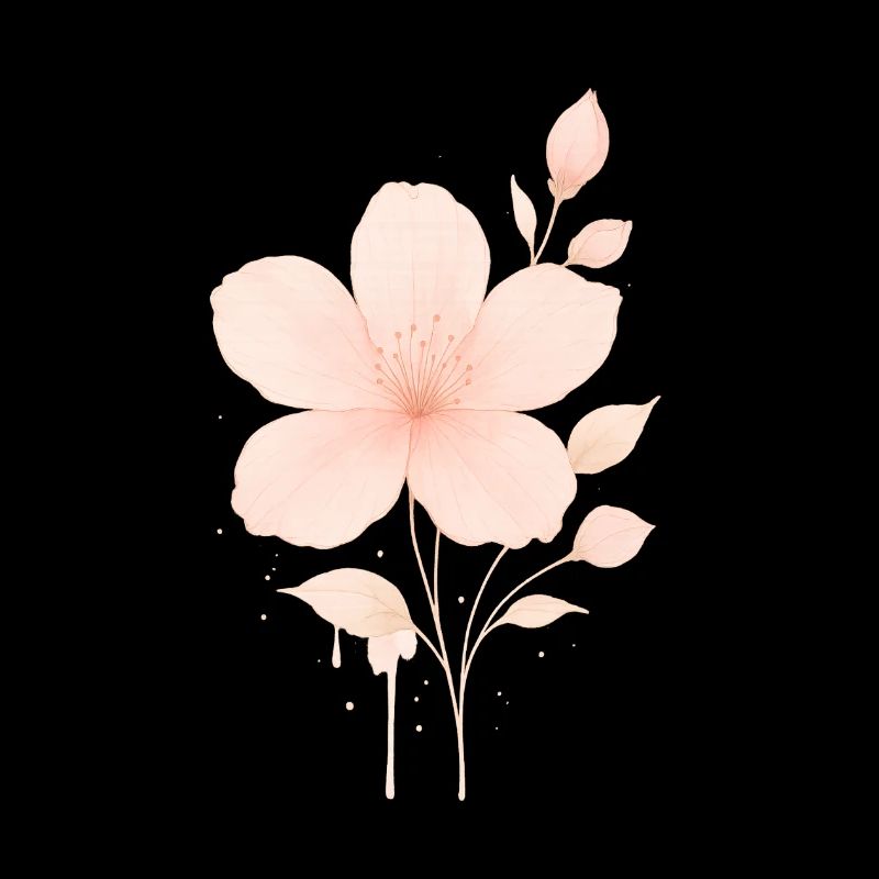Pfirsich Rosé Blüten Wasserfarbe
