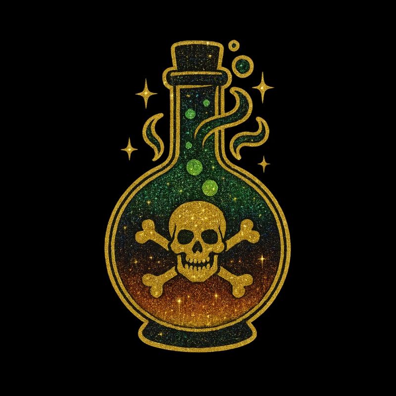Halloween Giftflasche | Glitzernde Totenkopfphiole