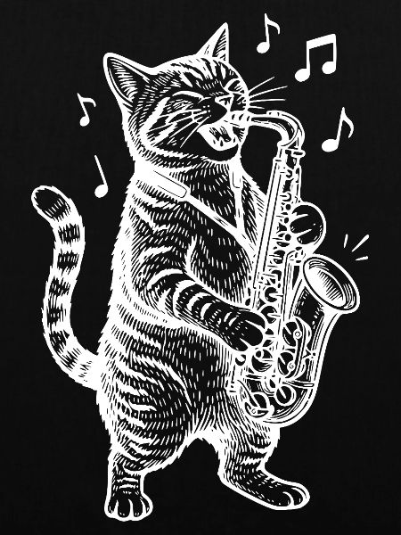 Tier Saxophon Katze Karikatur