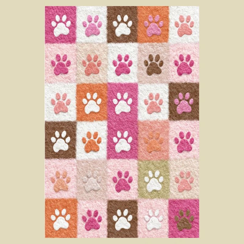 Pfotenabdruck-Patchwork-Plüschfelder