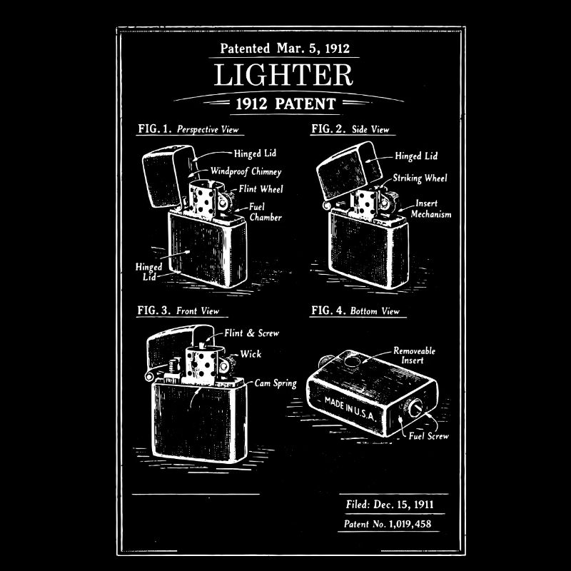 Vintage Lighter Patent Blueprint