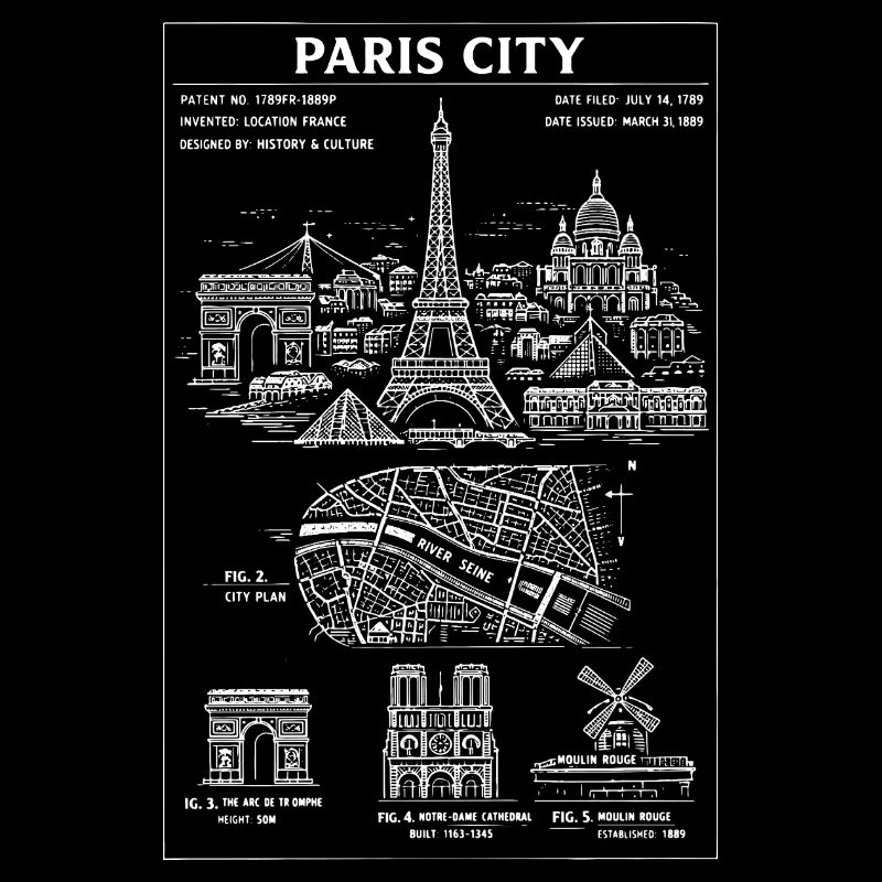 Paris Skyline Cityscape Tee