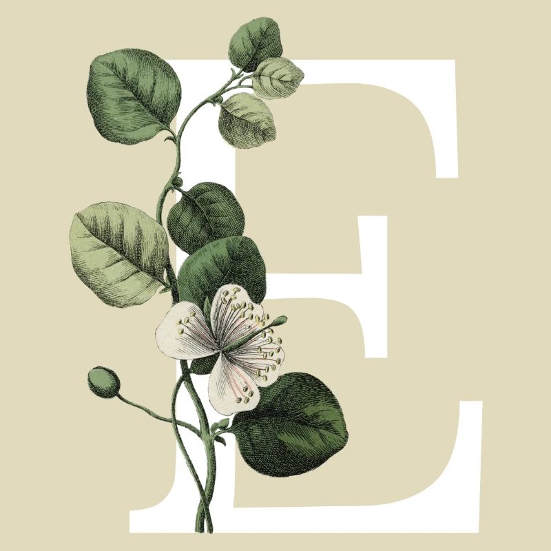 Green Botanical Letter E