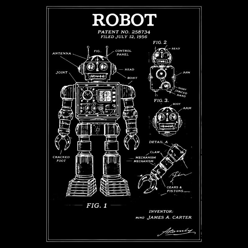 Retro Robot Blueprint Patentkunst