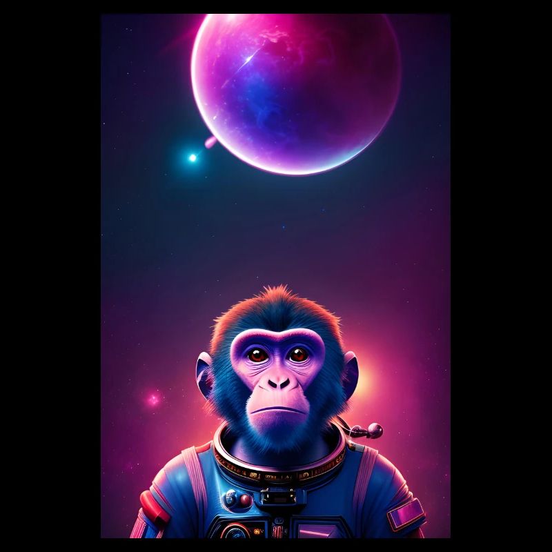 Space Monkey Grafik - Cooler Synthwave-Astronaut