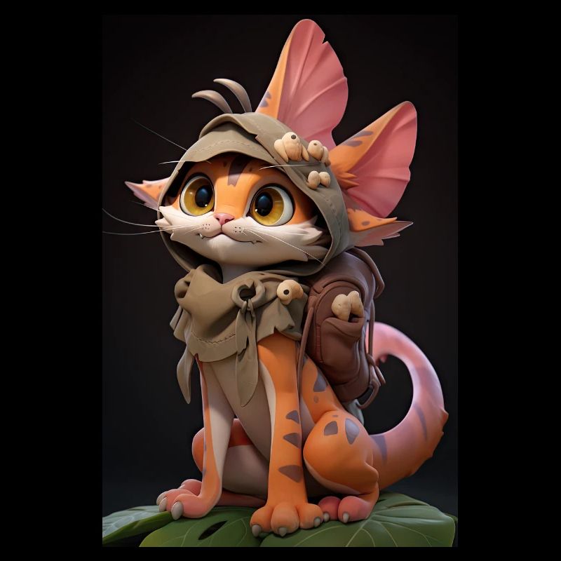 Dino Kitty : Adorable dessin d’un chat cosplay