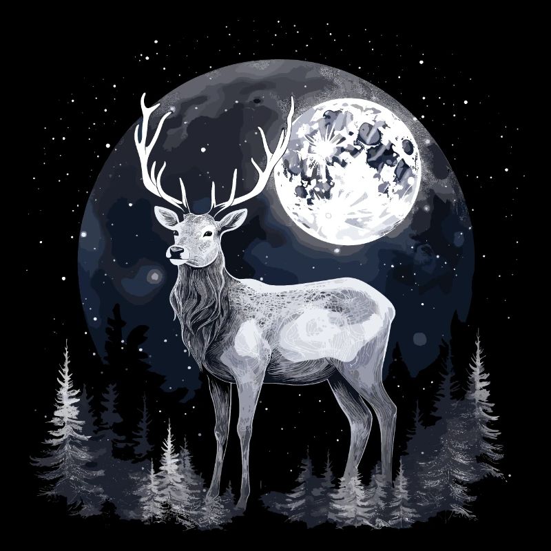 Deer Forest Moon Nature