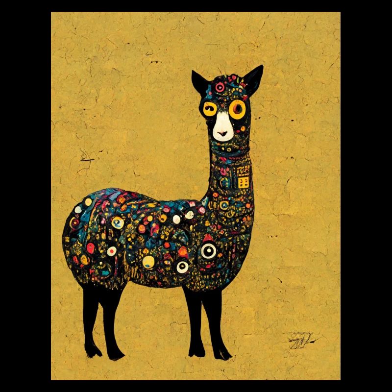 Lama Gemälde Gold