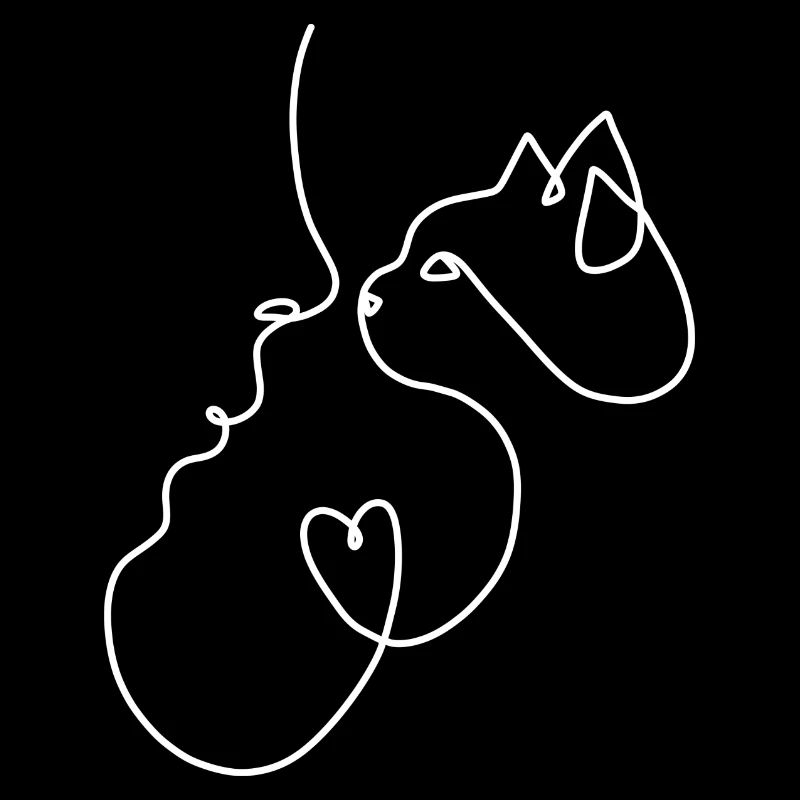 Frau Katze hell Herz minimalistisch einfach