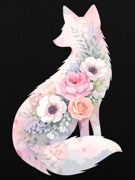 Fuchs Silhouette Aquarell Blumen