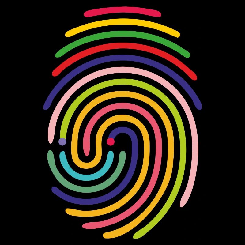 rainbow spiral lines.