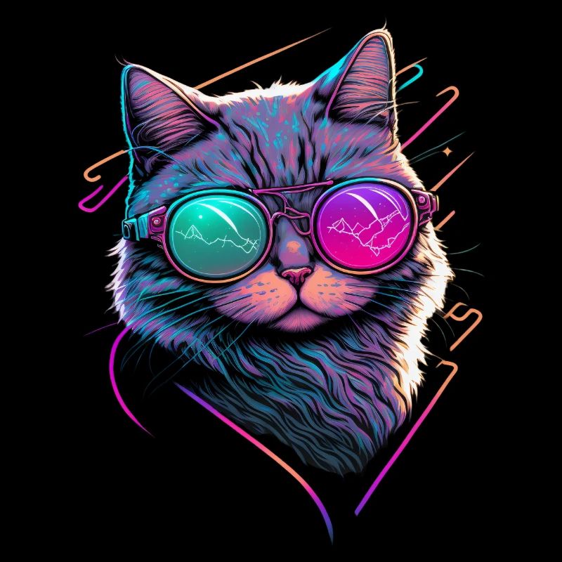 Retrowave Cat - Design de chat