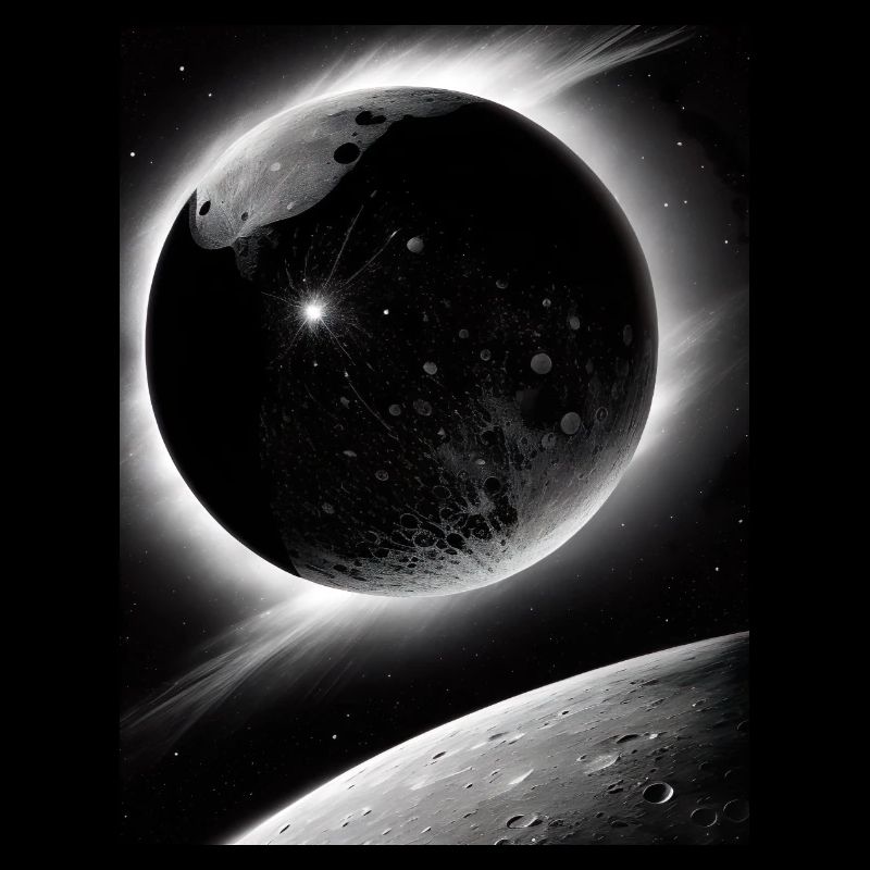 Dark Planet and Moon Solar System Galaxy Star