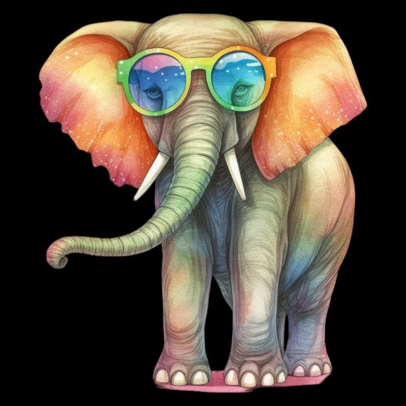 Bunter cooler Elefant mit Sonnenbrille