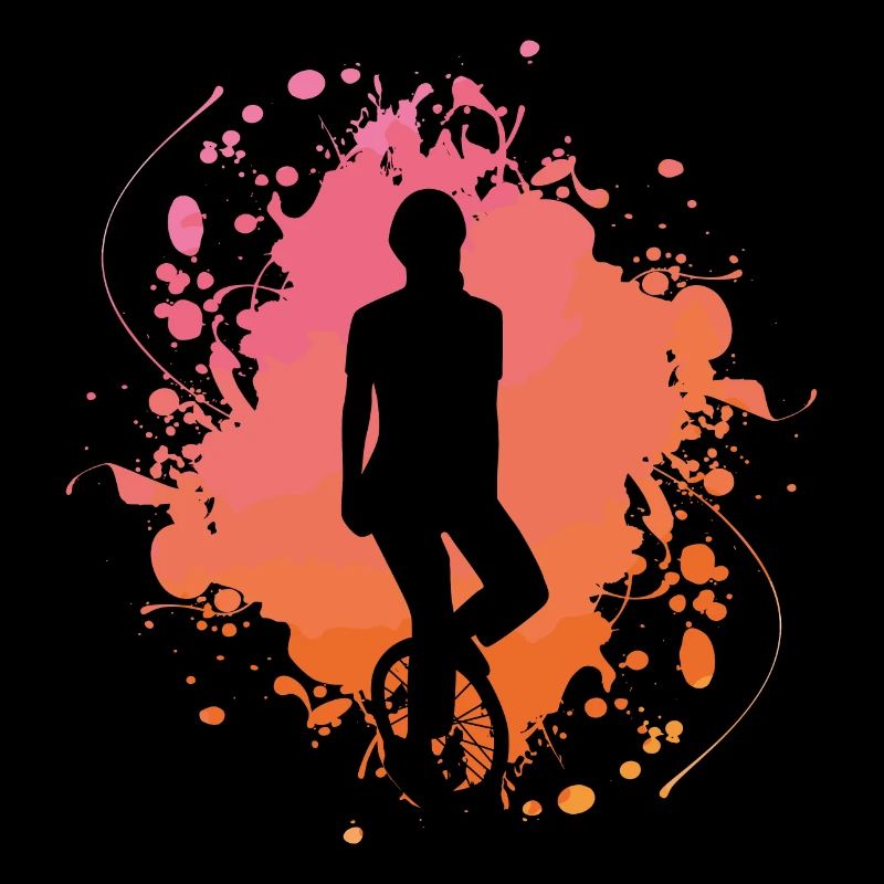 Monocycle Cyclisme Vintage Silhouette Splash Klecks