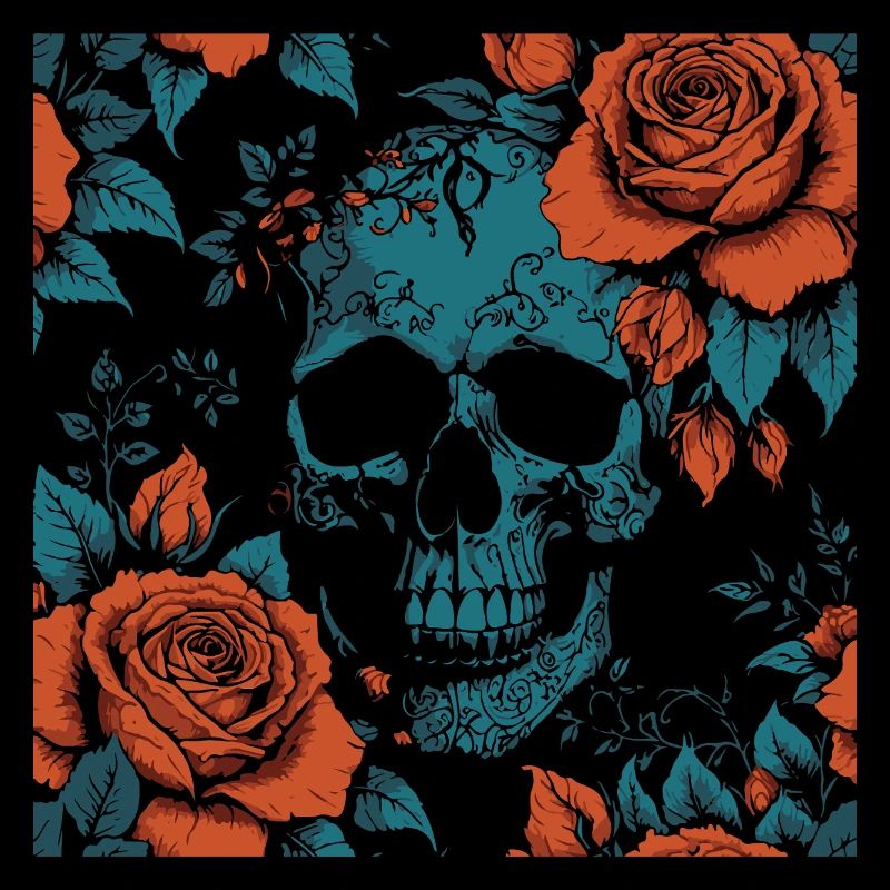 Skull and roses design