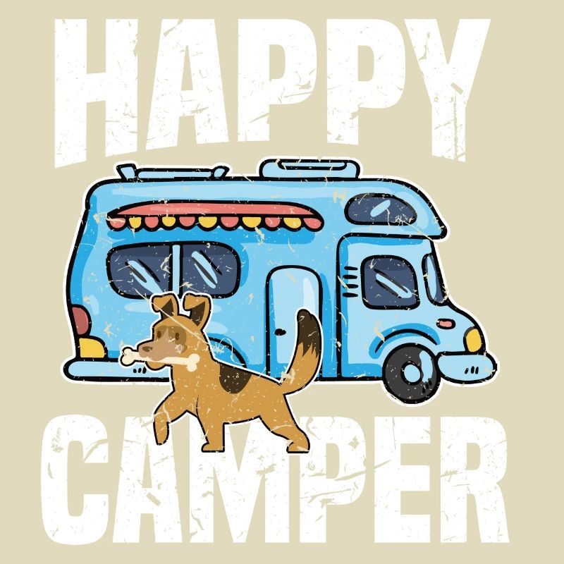Camping Camper Hunde Happy Camper Outdoors mit