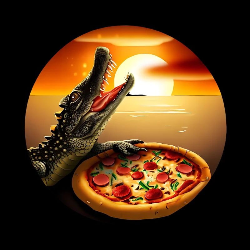 Sunset with pizza crocodile