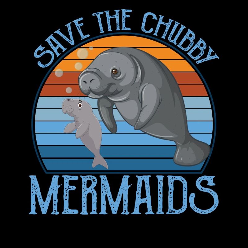 Save The Chubby Mermaids Vintage Sunset