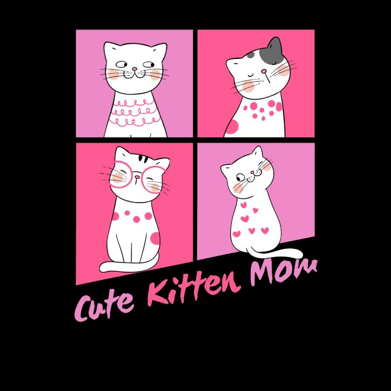 Kätzchenmama Katzenmutter mit süßen Kätzchen Pink