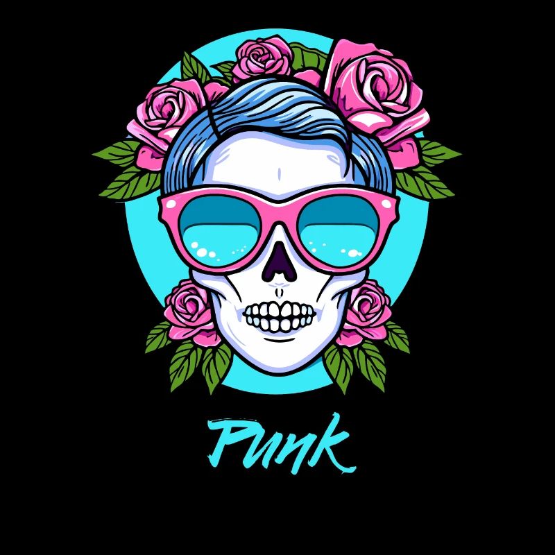 Punk skull and roses