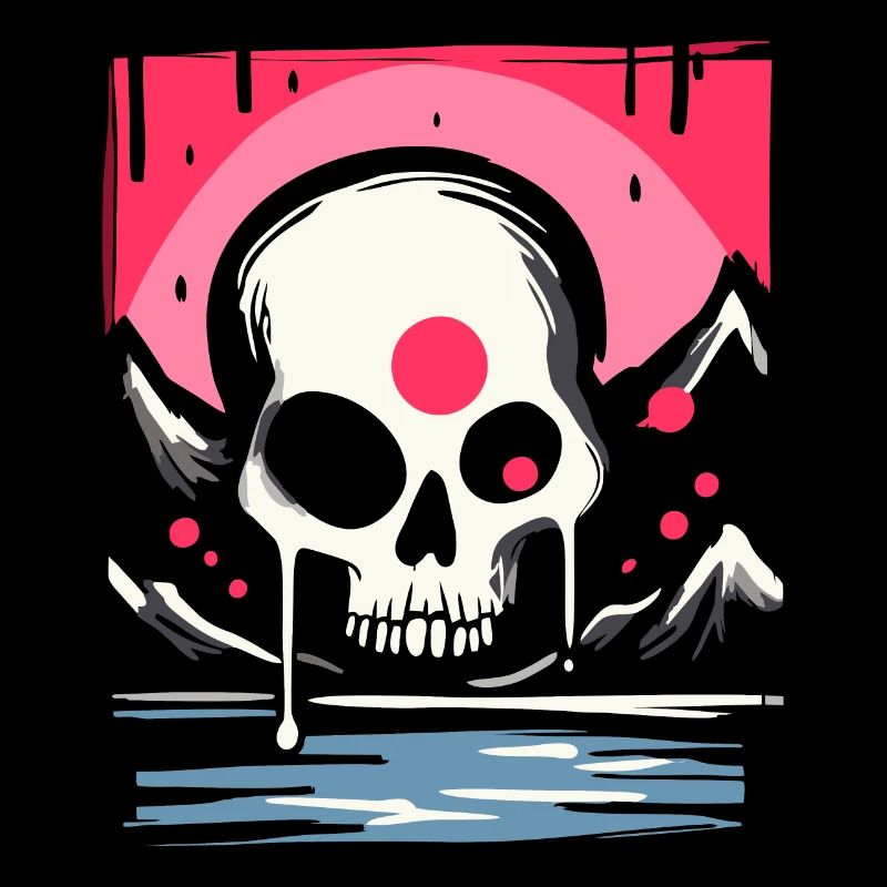 Japan's Red Sun: Pink Drops Skull