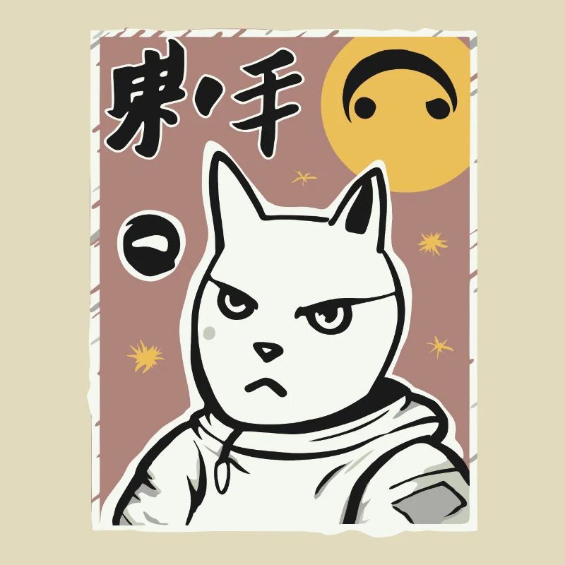 Un chaton de l’espace de dessin animé vintage