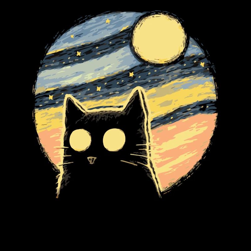 Starry Night Retro Cat