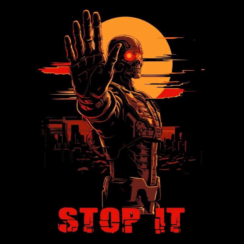 Hör auf damit, ein dystopischer Cyborg