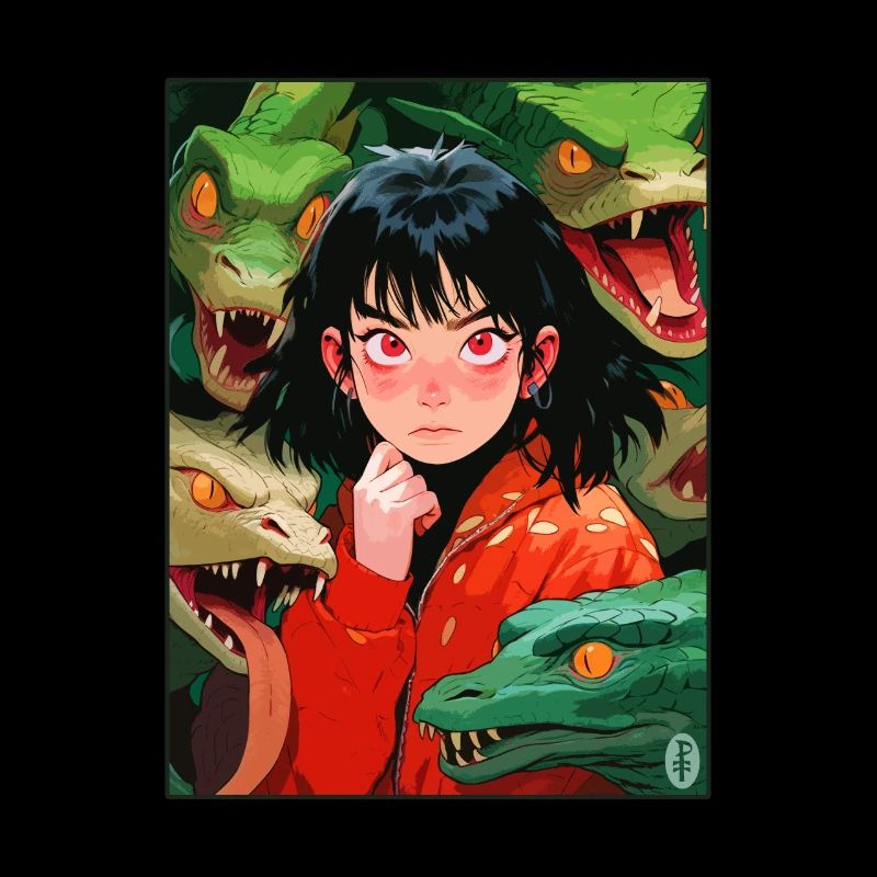 Anime Mädchen und Schlangen