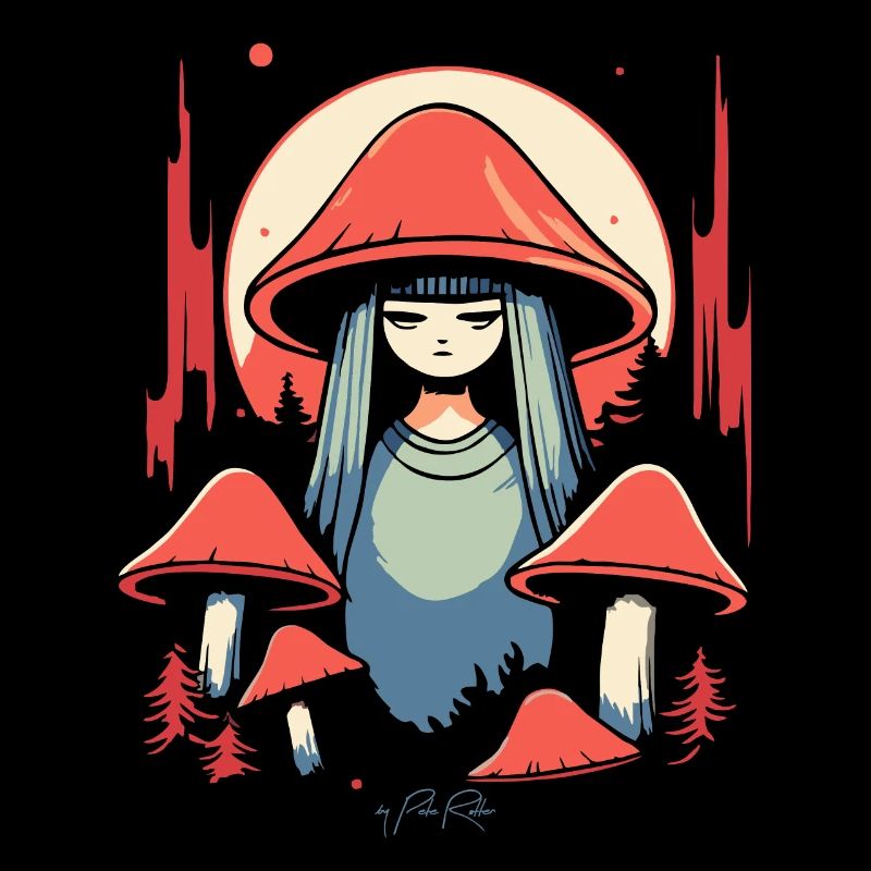 La fille champignon et les champignons dans la forêt