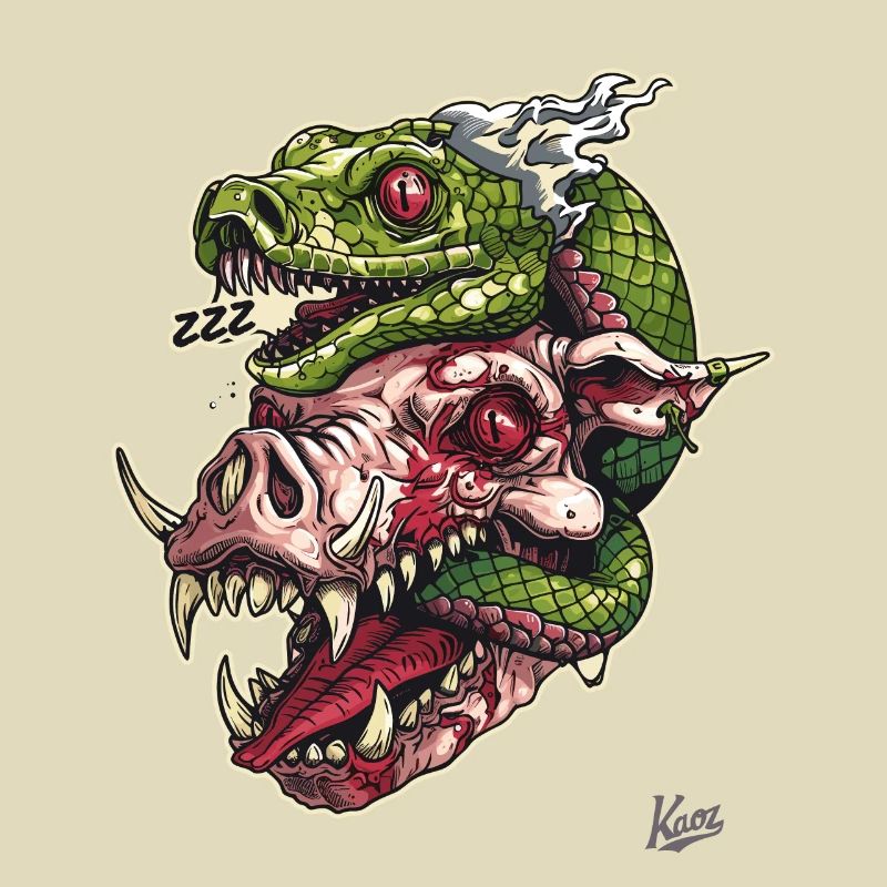 Crâne de serpent à tête de cochon zombie