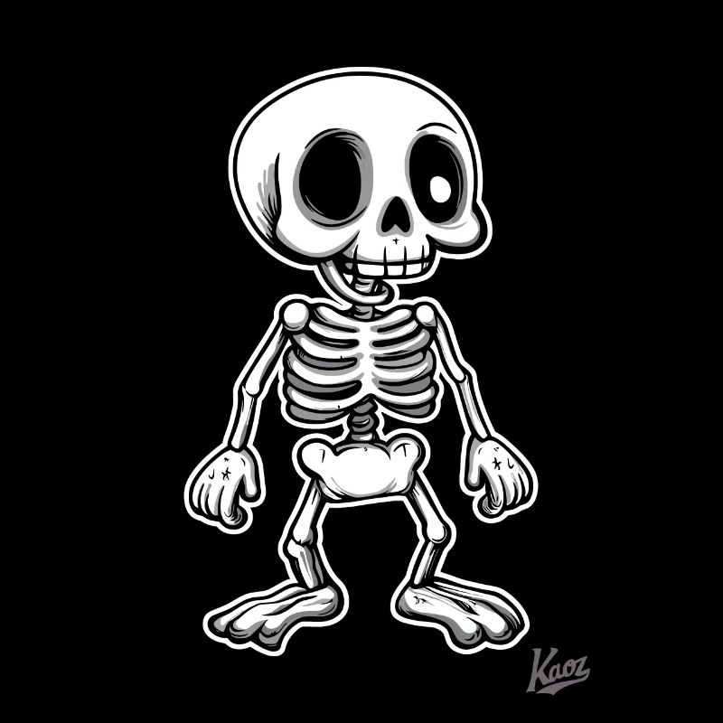 Squelette rétro de dessin animé drôle