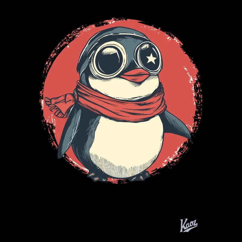 Pingouin joyeux avec lunettes et écharpe