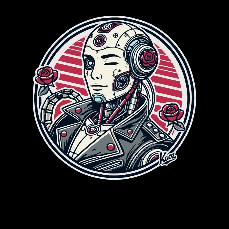 Beautiful cyborg dandy with roses