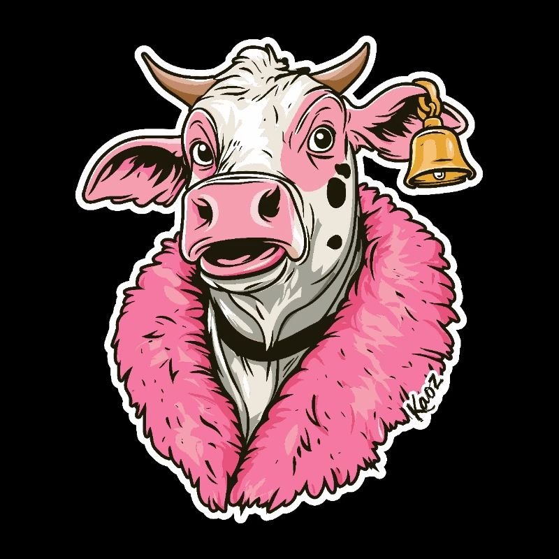 Vache à la mode en veste rose