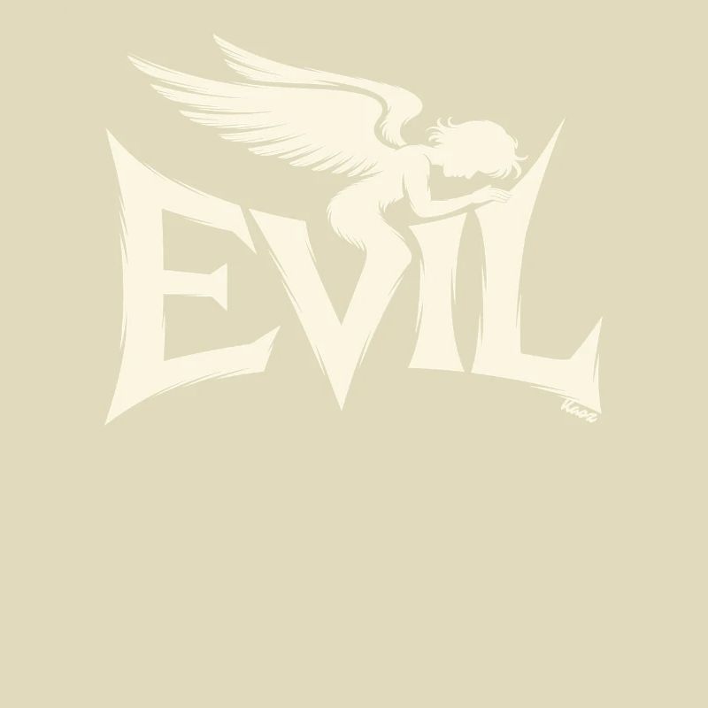Evil Schriftzug mit dunklem Engel