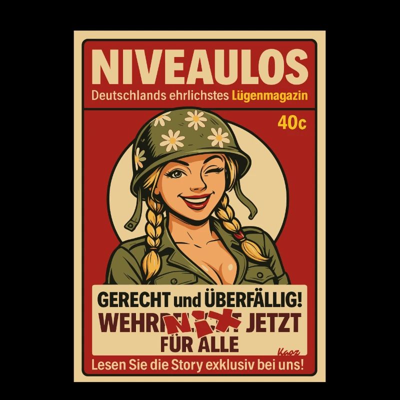 Comicfrau mit Helm im Magazin-Stil