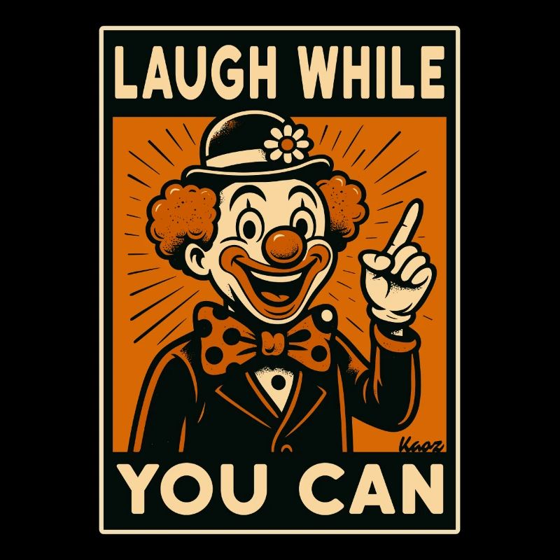 Clown rieur dans le style rétro comique