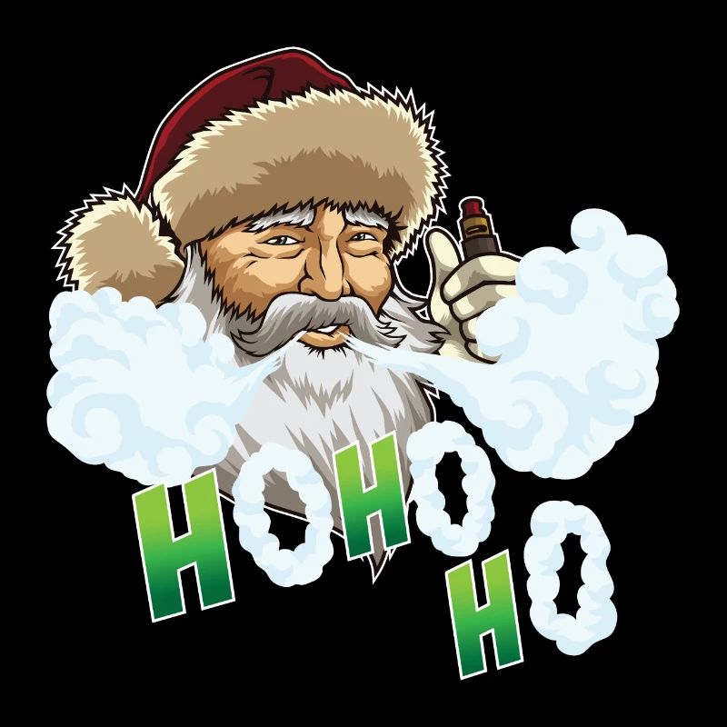 Vaping Santa Claus Blows Clouds Under Xmas Tree