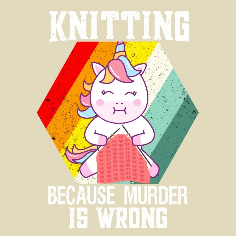 Vintage Knitting Because Murder Is Wrong Unicorn