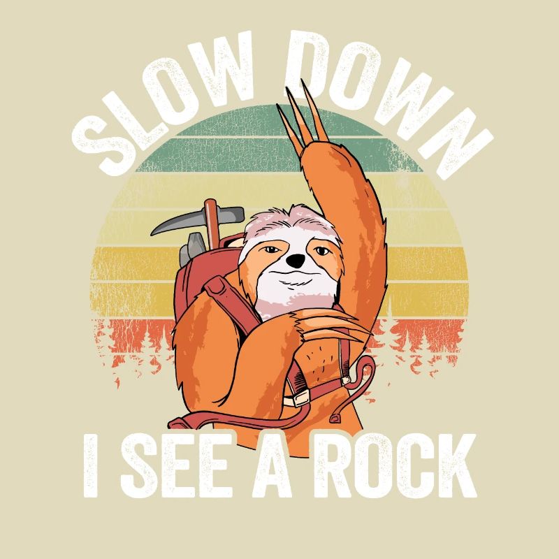 Slow Down I See A Rock Vintage Sunset Retro Sloth
