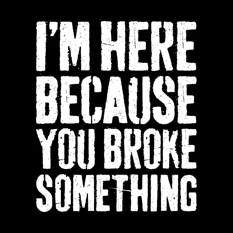 I'm Here Because You Broke Something