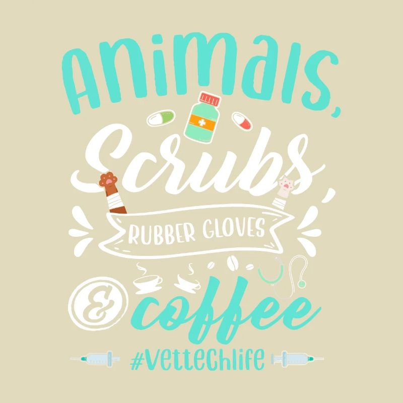 Veterinary Technician Animals Scrubs And Coffee Ve