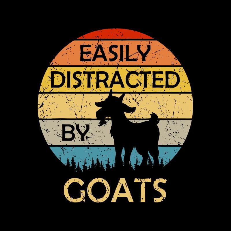 Facilement distrait par les chèvres Retro Vintage Funny Goa