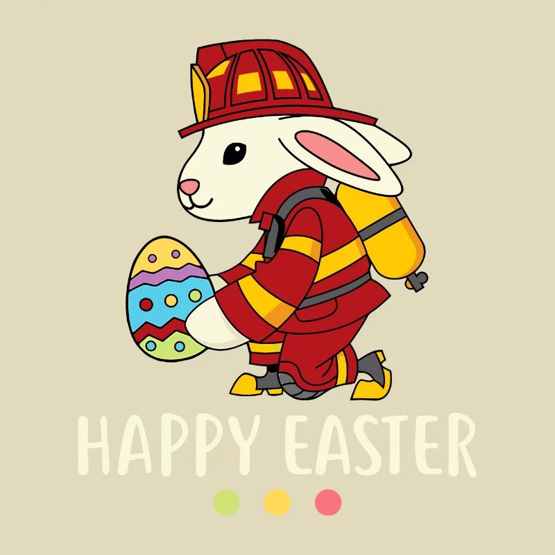 Pompier Lapin de Pâques Pompier Oeuf Joyeuses Pâques