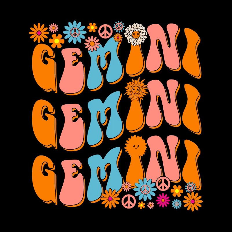 Retro Hippie Gemini Birthday