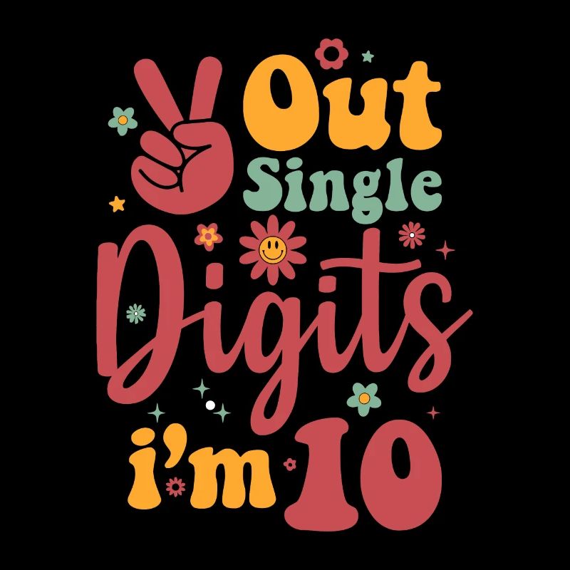 Peace Out einstellig im 10 Zeichen Geburtstag