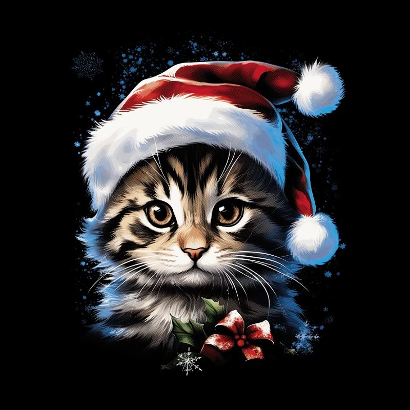 Mignon Noël Hiver Décembre Chat Amour
