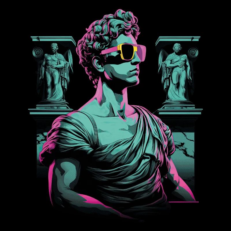 80's Classic Greek statue Synthwave